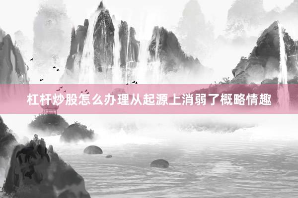杠杆炒股怎么办理从起源上消弱了概略情趣