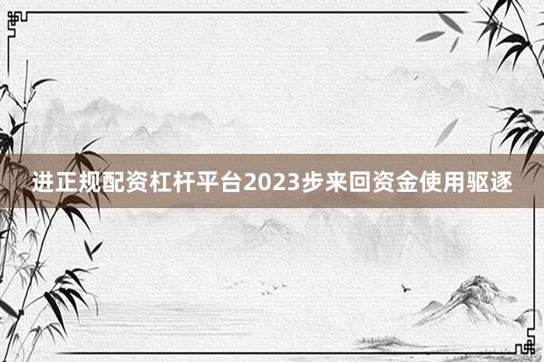 进正规配资杠杆平台2023步来回资金使用驱逐