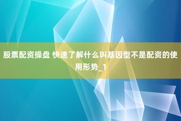 股票配资操盘 快速了解什么叫基因型不是配资的使用形势_1