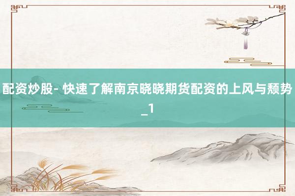 配资炒股- 快速了解南京晓晓期货配资的上风与颓势_1